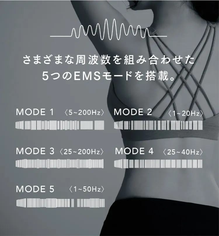 さまざまな周波数を組み合わせた 5つのEMSモードを搭載。